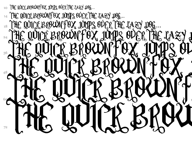 Romance Fatal Goth font waterfall